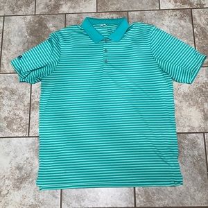 XL Green Striped Adidas Golf Shirt